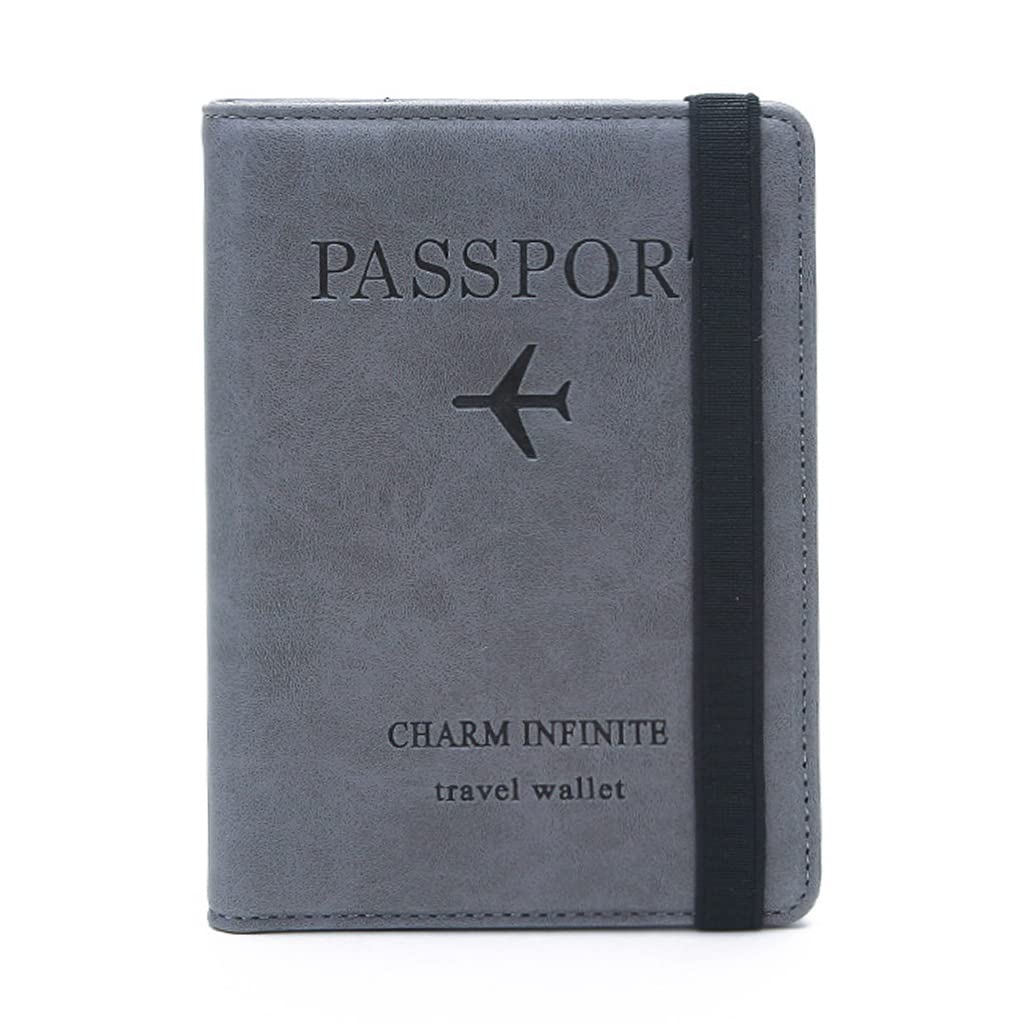 ZIBUYU Passport Cover for Men, Women Travel Stylish PU Leather Passport Holder for Women and Men RFID Wallet Cover Card Holder Passport Case Bag Card Holder Passport Case Cover for Women & Men - Grey ZIBUYU Passport Cover for Men, Women Travel Stylish PU Leather Passport Holder for Women and Men RFID Wallet Cover Card Holder Passport Case Bag Card Holder Passport Case Cover for Women & Men - Grey